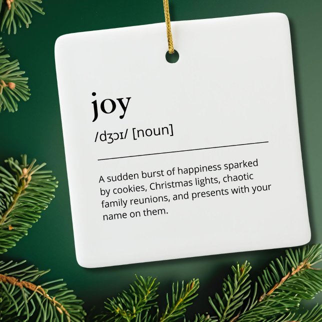 Joy Modern Christmas Holiday Decor Family Minimal Ceramic Ornament (Creator Uploaded)