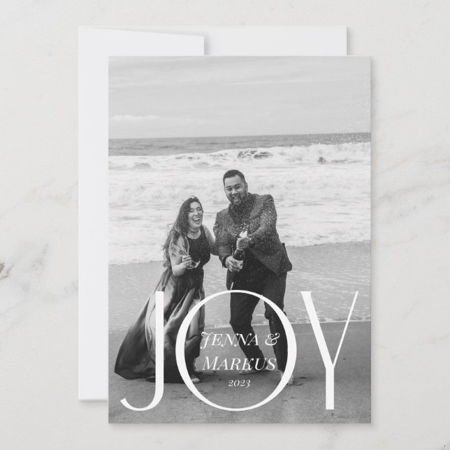 Joy Modern Christmas Photo Minimal Design Holiday Card (Front)
