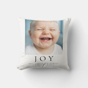 Joy Modern Family Photo Keepsake Throw Pillow