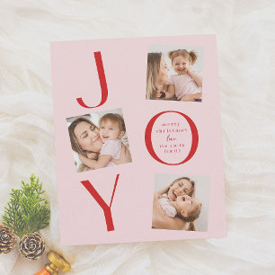 Joy Modern Pink & Red 4 Photo Christmas