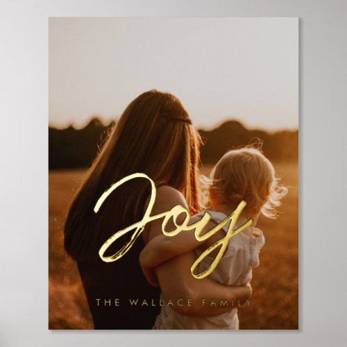 Joy modern typography text overlay family gold foil prints