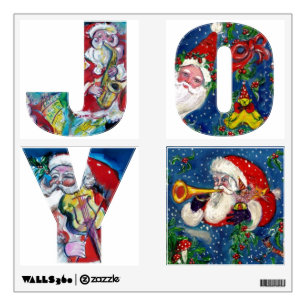 JOY MUSICAL SANTA XMAS NIGHT PARTY WALL DECAL