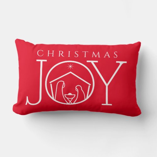 JOY Nativity Christian Religious Christmas Lumbar Pillow
