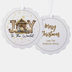 JOY Nativity Christmas Ornament Card