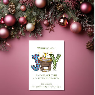 Joy Nativity Religious Christmas Holiday Card