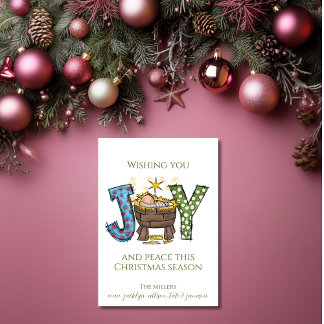 Joy Nativity Religious Christmas Holiday Card
