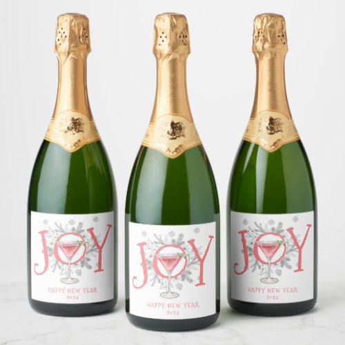 Joy New Years Eve Party 2023  Sparkling Wine Labe Sparkling Wine Label