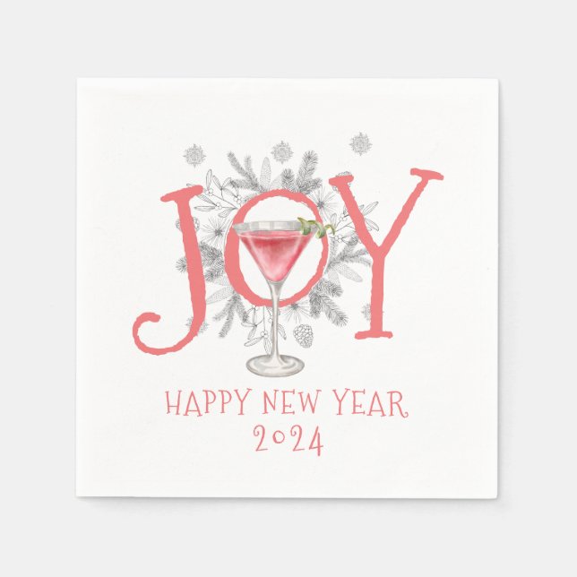 Joy New Year's Eve Party Toast 2024 Napkins (Front)
