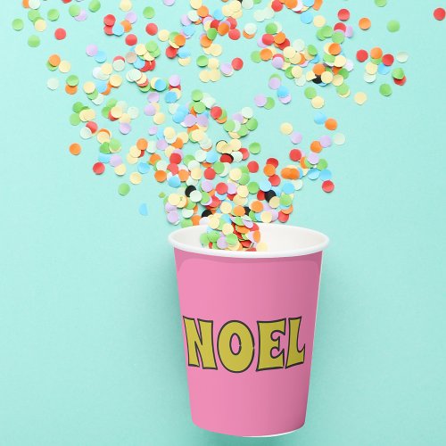 Joy Noel Lime Green Pink Christmas Paper Cups