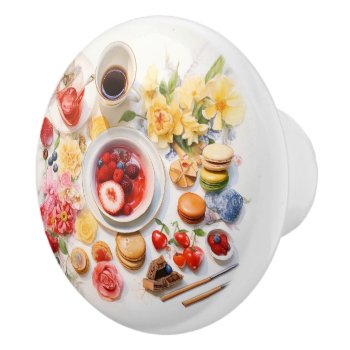 Joy Of Afternoon Tea Ceramic Knob by colorfulworld at Zazzle