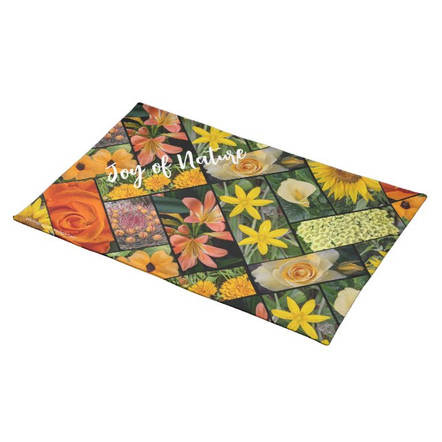 Joy of Nature Orange Yellow Flowers Cloth Placemat (On Table)