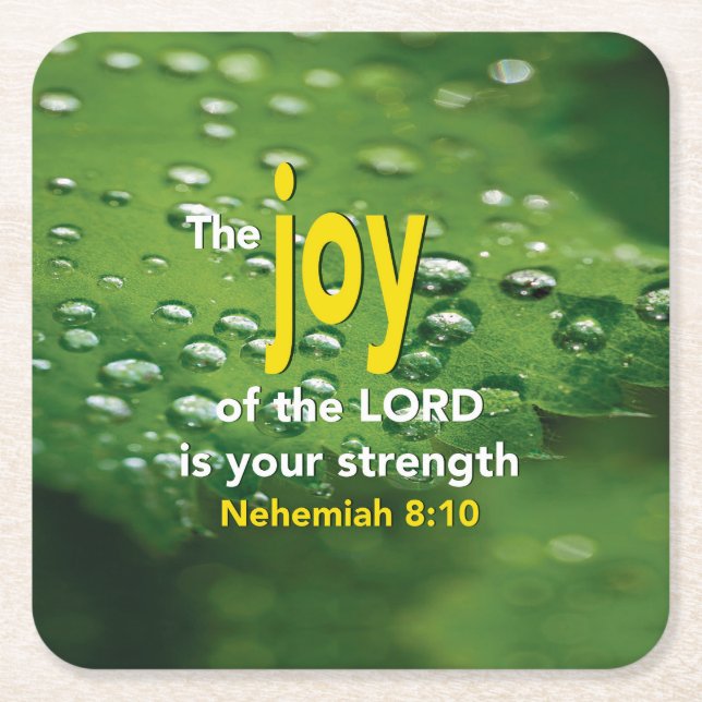 JOY OF THE LORD Christian Square Paper Coaster (Front)