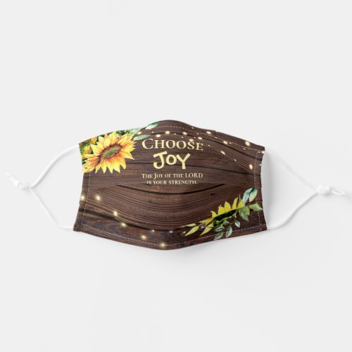 Joy of the Lord is Your Strength Sunflowers Adult Cloth Face Mask