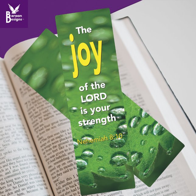JOY OF THE LORD Nehemiah 8:10 Christian Book Gift Bookmarks (JOY OF THE LORD Christian bookmark. Nehemiah 8:10 Bible verse. Customizable text. Ideal bookish gift)
