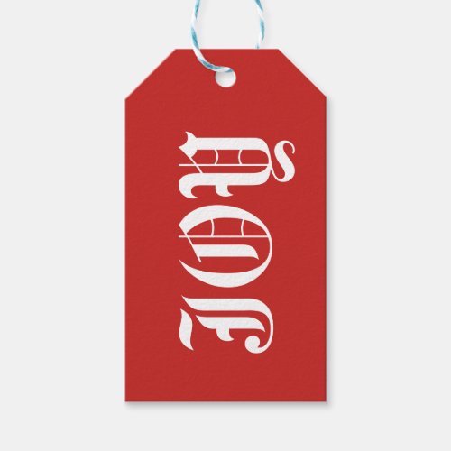 Joy on Red Background Gift Tag