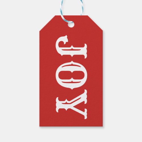 Joy on Red Background Gift Tag