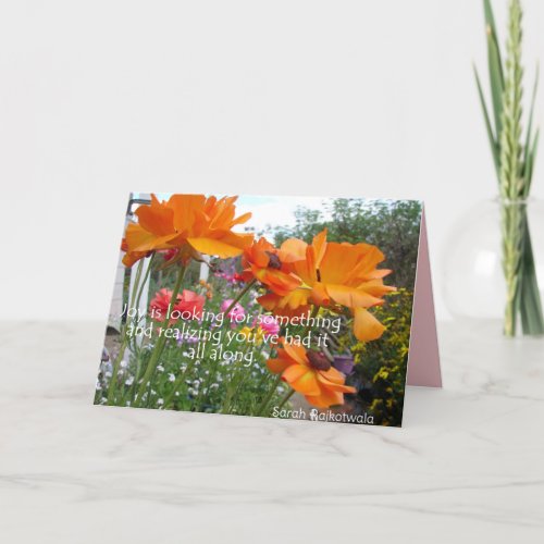 Joy Orange Spring Flowers flowers in Garden Card