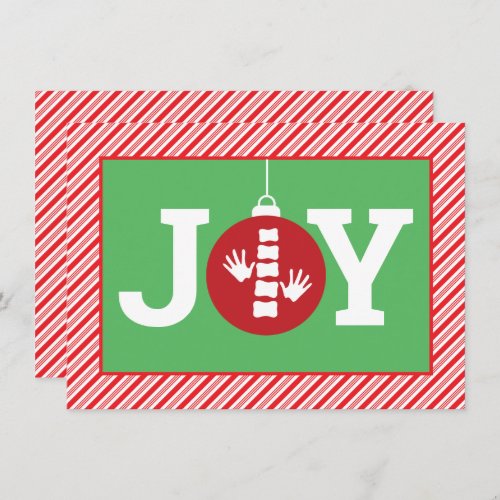 JOY Ornament Stripes Chiropractic Christmas Flat Holiday Card