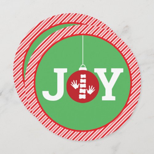 JOY Ornament Stripes Chiropractic Christmas Round Holiday Card