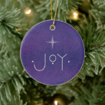 JOY Ornament, WITH PERSONALIZED MESSAGE Ceramic Ornament<br><div class="desc">This was hand painted and hand lettered by me. I hope it brings you JOY this holiday season! TO EDIT PERSONALIZATION on BACK of ornament: Click “EDIT THIS DESIGN” On the left hand side of the screen, make sure the LAYERS tab is selected. Under Layers, select the carat (down arrow)...</div>