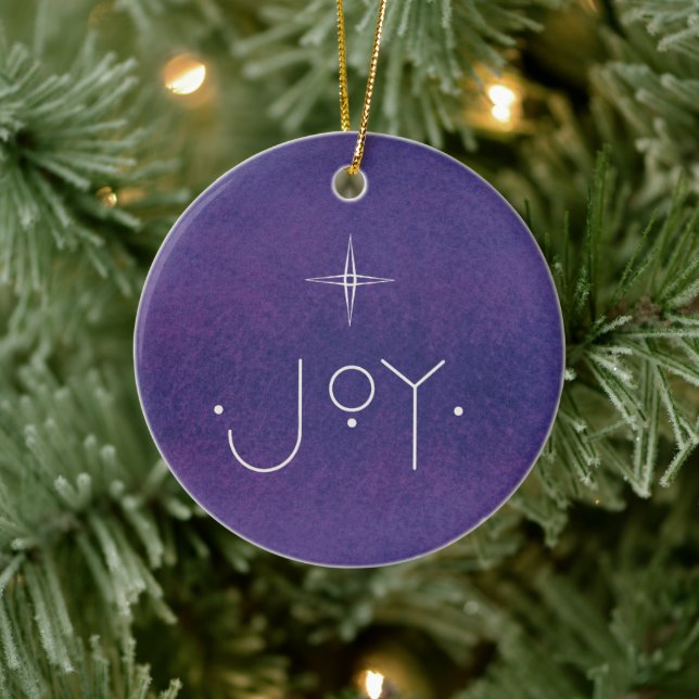 JOY Ornament, WITH PERSONALIZED MESSAGE Ceramic Ornament (Tree)