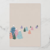 Joy Pastel Watercolor Christmas Tree Forest & Dove Foil Holiday Card (Back)
