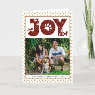 JOY Paws Gold Pet Lovers Red Gold Dot Holiday Card