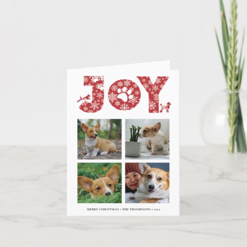 JOY Paws Snowflake  Pet Lover Four Photo Collage Holiday Card