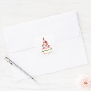 Joy Peace and Love Christmas Tree Card Square Sticker