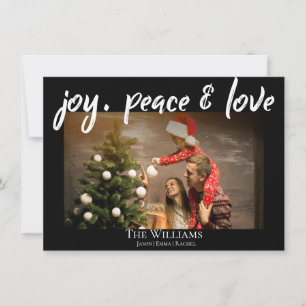 Joy Peace And Love Photo Christmas Holiday Card