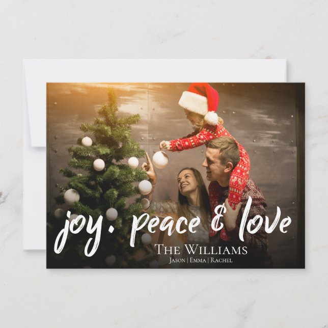 Joy Peace and  Love | Photo | Christmas Holiday Card (Front)