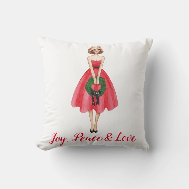 Joy, Peace and Love  Throw Pillows (Front)