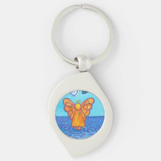 Joy & Peace Beach Guardian Angel Custom Keychains