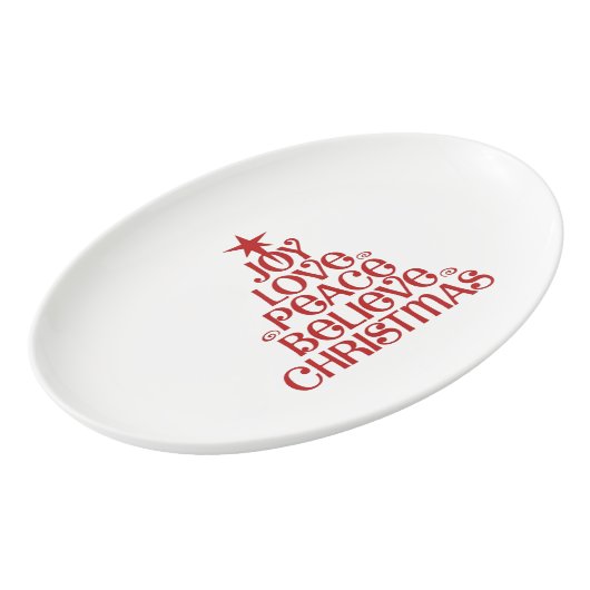 Joy Peace Christmas Serving Platter (Angled)