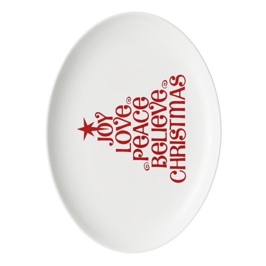 Joy Peace Christmas Serving Platter (Front Vertical)
