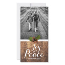 Joy Peace Christmas Wishes Photo Wood Pinecones