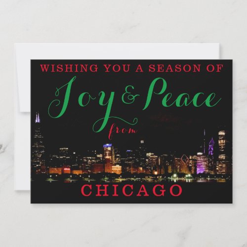 Joy  Peace from Chicago Custom 1 Photo Invitation