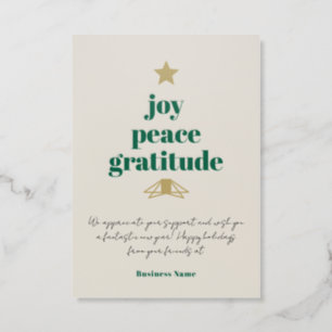 Joy Peace Gratitude Company Photo Christmas Letterpress Photo Cards