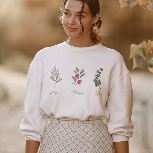 Joy Peace Love Botanical Winter Sweatshirt
