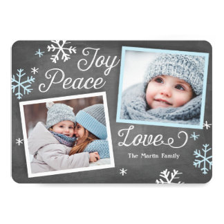 Joy Peace Love Chalkboard 2-Photo Holiday Card