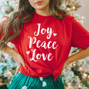 Joy Peace Love Christmas Brush Script T-Shirt