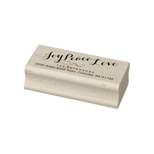 Joy Peace Love Christmas Custom Return Address Rubber Stamp