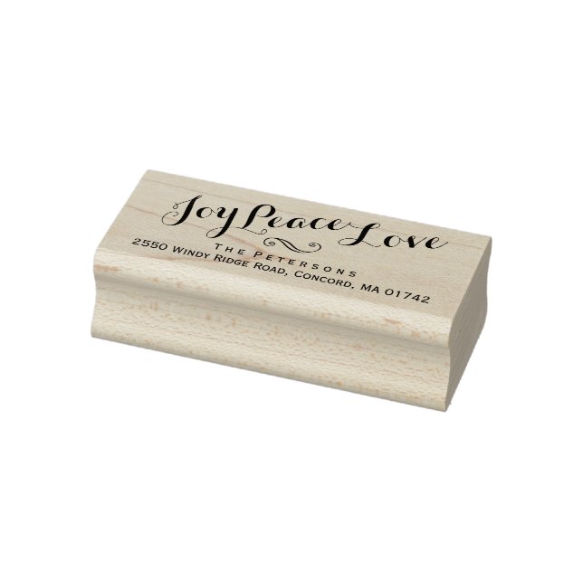 Joy Peace Love Christmas Custom Return Address Rubber Stamp (Stamp)