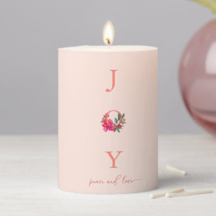 Joy Peace Love Christmas Family Pillar Candle