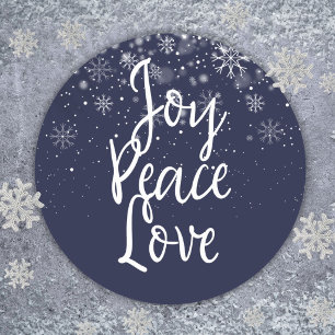Joy Peace Love Christmas Holiday Classic Round Sti Sticker