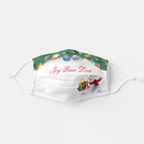 Joy Peace Love Christmas Holiday Snowman Gifts Adult Cloth Face Mask