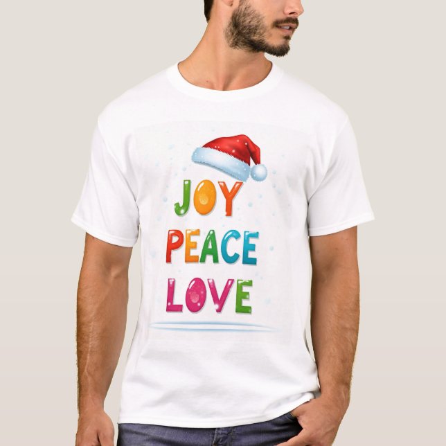 "Joy, Peace, Love Christmas Men's T-Shirt  (Front)