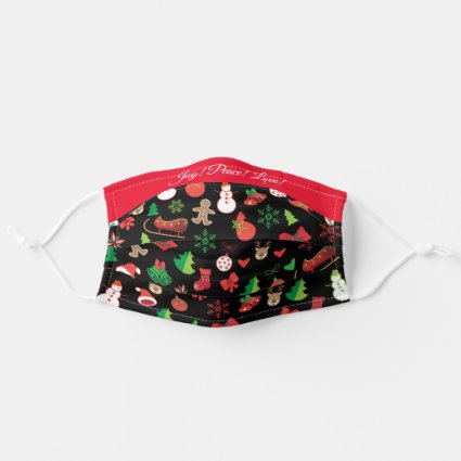 Joy! Peace! Love! Christmas & New Year Pattern Adult Cloth Face Mask