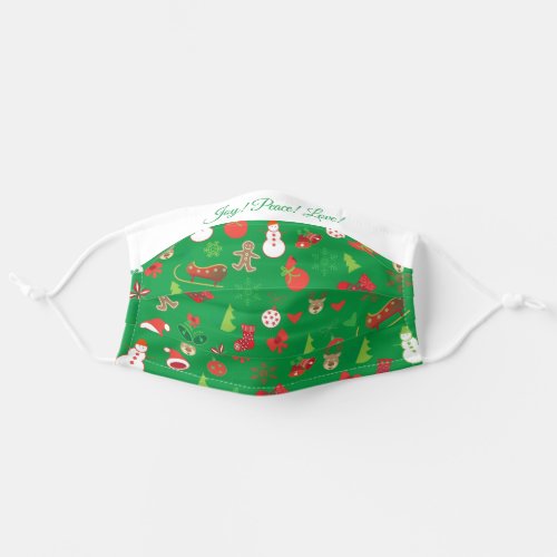 Joy Peace Love Christmas  New Year Pattern Adult Cloth Face Mask