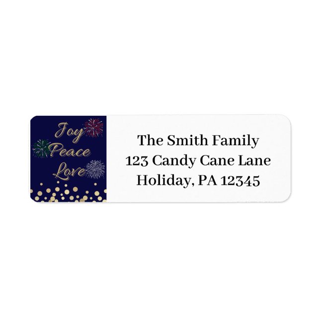 Joy, Peace, Love Fireworks Address Label (Front)
